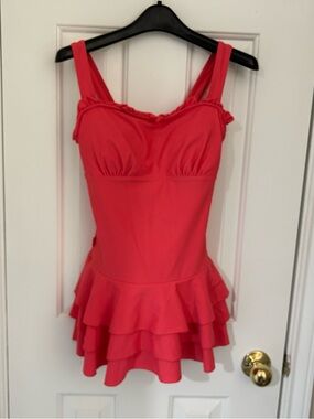 Zoke Pink Ruffled Tiered Swimdress